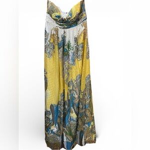 Y2K Aiden Mattox Silk Vibrant Strapless Paisley Maxi Dress 34